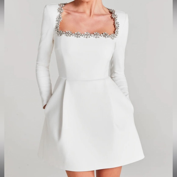 long sleeve second dress for wedding reception Long sleeve satin mermaid courthouse wedding dress, unique minimalist